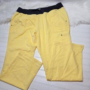 Healing Hands Woman's Modern Fit Scrubs Pants Yellow Plus Size 2X Purple Label